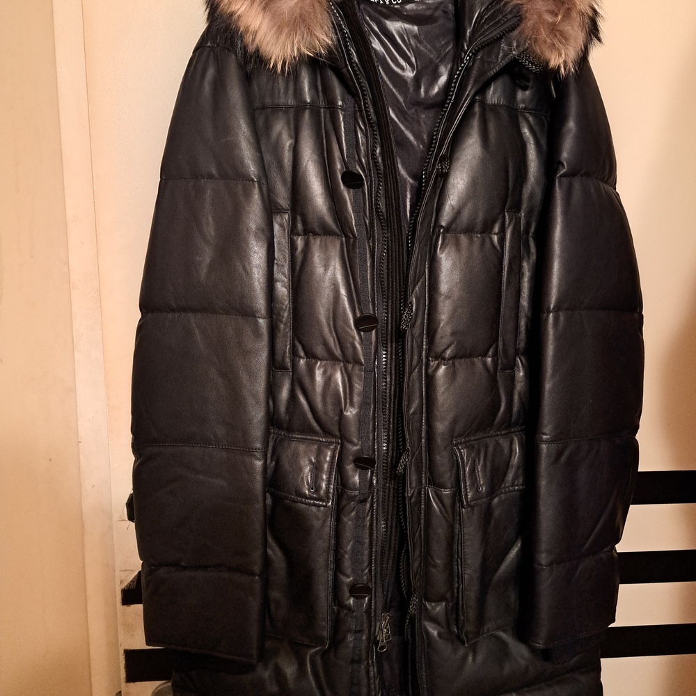 Men's Black Puffer Jacket with Fur Hood